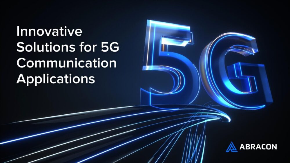 5G in large letters connected to networking lines for communication applications.